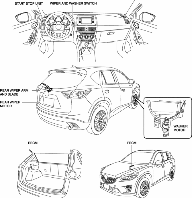 Mazda CX-5 Service & Repair Manual - Rear Wiper System - Wipers